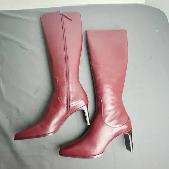 Reformation Claudette Ruby Leather Knee Boots Size 9 - Picture 6 of 8